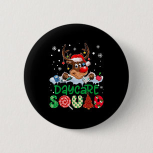 Reindeer Santa Hat Daycare Squad Teacher Christmas 6 Cm Round Badge