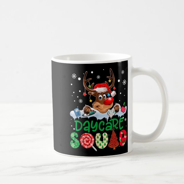 Reindeer Santa Hat Daycare Squad Teacher Christmas Coffee Mug (Right)