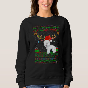 Reindeer Santa Hat Matching Ugly Bichon Frise Chri Sweatshirt