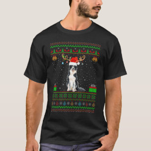 Reindeer Santa Hat Matching Ugly Border Collie Chr T-Shirt