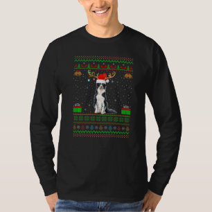 Reindeer Santa Hat Matching Ugly Border Collie Chr T-Shirt