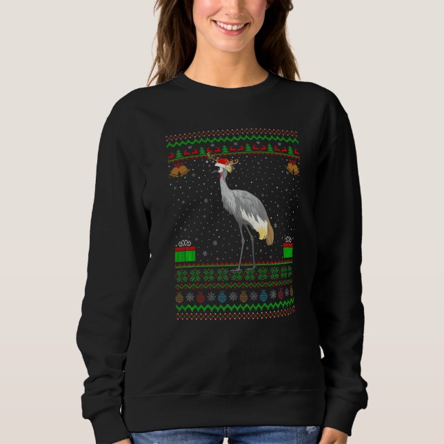 Reindeer Santa Hat Matching Ugly Crane Bird Christ Sweatshirt (Front)