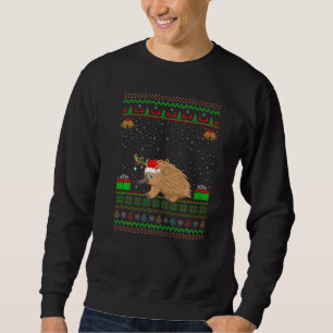 Reindeer Santa Hat Matching Ugly Echidna Christmas Sweatshirt