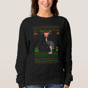 Reindeer Santa Hat Matching Ugly Emu Bird Christma Sweatshirt