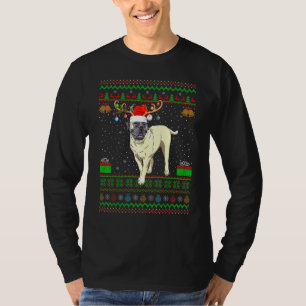 Reindeer Santa Hat Matching Ugly English Mastiff C T-Shirt