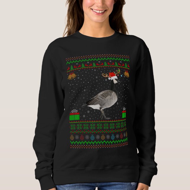 Reindeer Santa Hat Matching Ugly Goose Bird Christ Sweatshirt (Front)