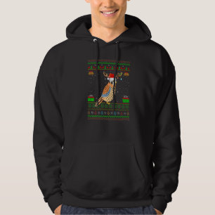 Reindeer Santa Hat Matching Ugly Kestrel Bird Chri Hoodie