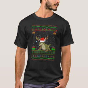 Reindeer Santa Hat Matching Ugly Komodo Dragon Chr T-Shirt