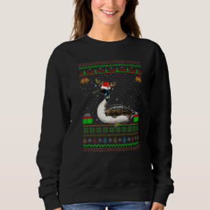 Reindeer Santa Hat Matching Ugly Loon Bird Christm Sweatshirt