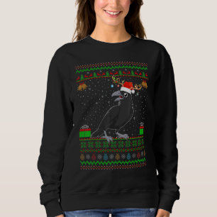 Reindeer Santa Hat Matching Ugly Raven Crow Christ Sweatshirt