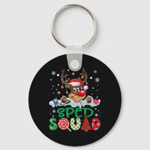 Reindeer Santa Hat Sped Squad Teacher Funny Christ Key Ring