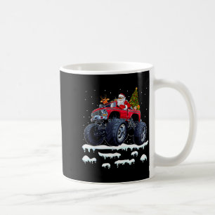 Reindeer Santa Riding Monster Truck Christmas Tree Coffee Mug