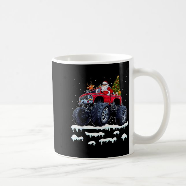 Reindeer Santa Riding Monster Truck Christmas Tree Coffee Mug (Right)