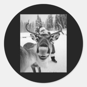 Reindeer Selfie Christmas Party Selfie Funny Reind Classic Round Sticker