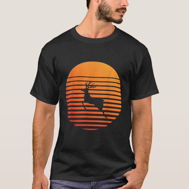 Reindeer Shadow silhouette in front of a Sun  T-Shirt (Front)