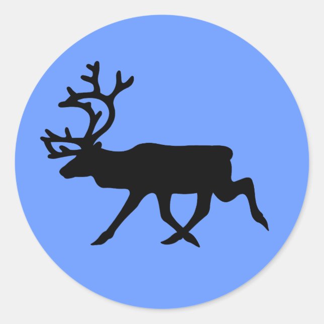 Reindeer Silhouette Classic Round Sticker (Front)
