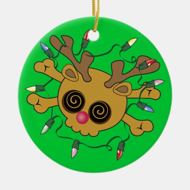 Reindeer Skull Ceramic Tree Decoration (Front)