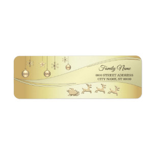  Reindeer Sleigh Christmas Balls Return Address Label