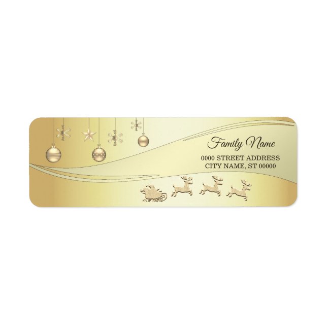  Reindeer Sleigh Christmas Balls Return Address Return Address Label (Front)