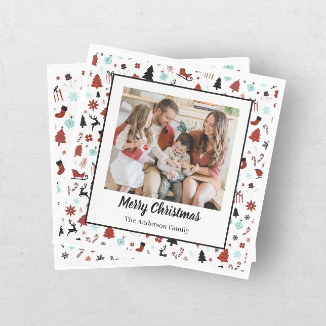 Reindeer Sleigh Christmas Pine Trees Napkin (Creator Uploaded)
