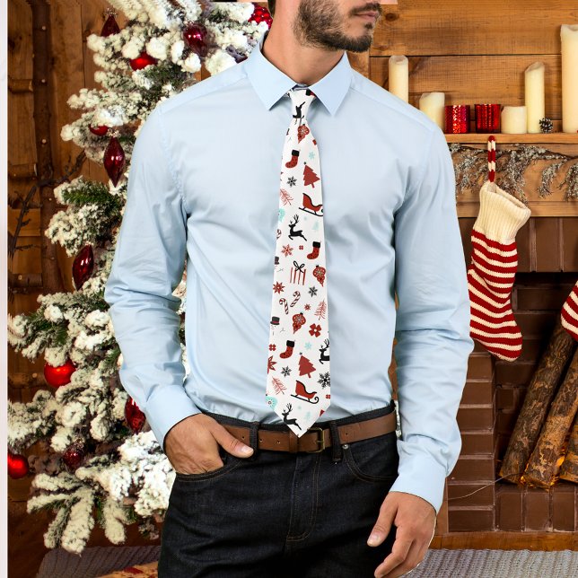 Reindeer Sleigh Christmas Pine Trees Tie (Creator Uploaded)