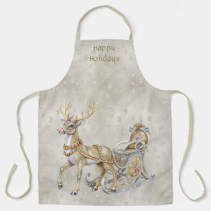 Reindeer Sleigh Holiday Apron