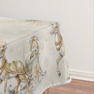 Reindeer Sleigh Holiday Tablecloth