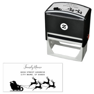 Reindeer Sleigh Return Address Self-inking Stamp