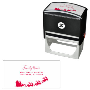 Reindeer Sleigh Return Address Self-inking Stamp