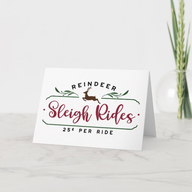 Reindeer Sleigh Rides Card (Front)