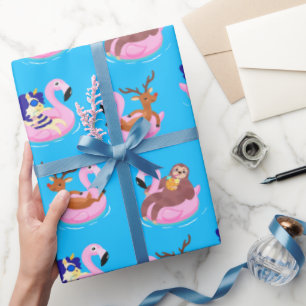 Reindeer, Sloth, Unicorn & Flamingo Wrapping Paper