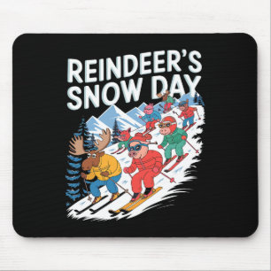 Reindeer Snow Day Winter Skiing Animals Mouse Pad