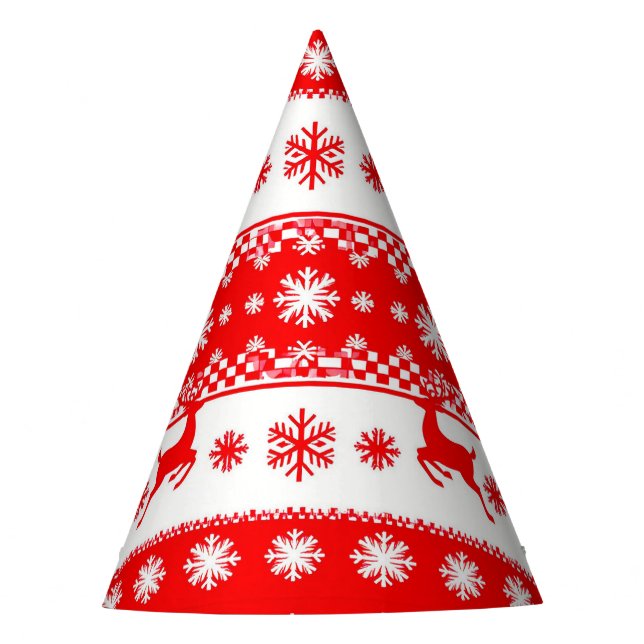 🎄 Reindeer Snow Fest Red Party Style 🎉 Hat (Front)