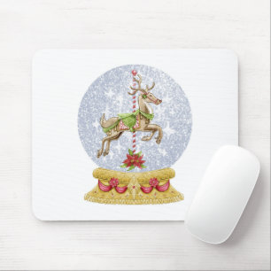 Reindeer snow globe mouse pad
