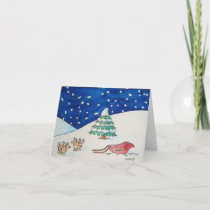 reindeer snow scene with sleigh funny christmas holiday card