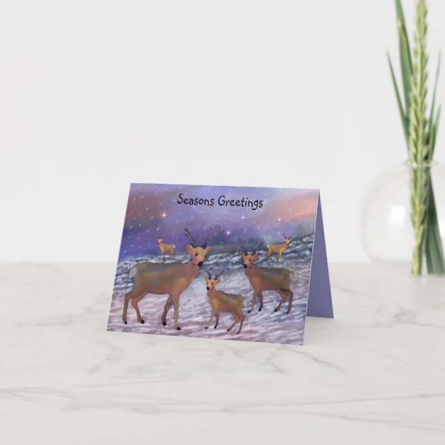Reindeer Snowfall Holiday Card (Front)