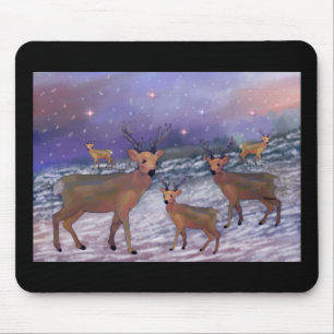 Reindeer Snowfall Mousepad