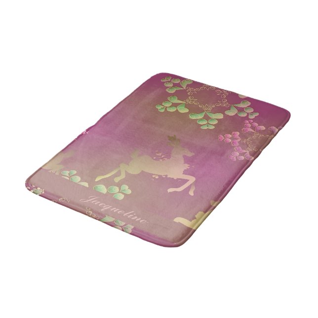 Reindeer Snowflake Monogram Purple Bath Mat (Angled)