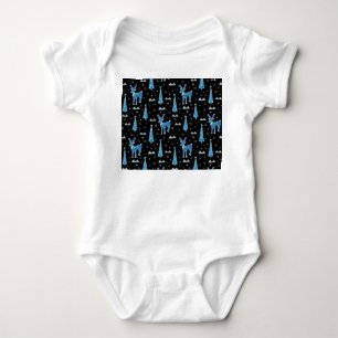 Reindeer, snowflakes, Christmas pattern Baby Bodysuit