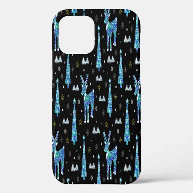 Reindeer, snowflakes, Christmas pattern Case-Mate iPhone Case (Back)