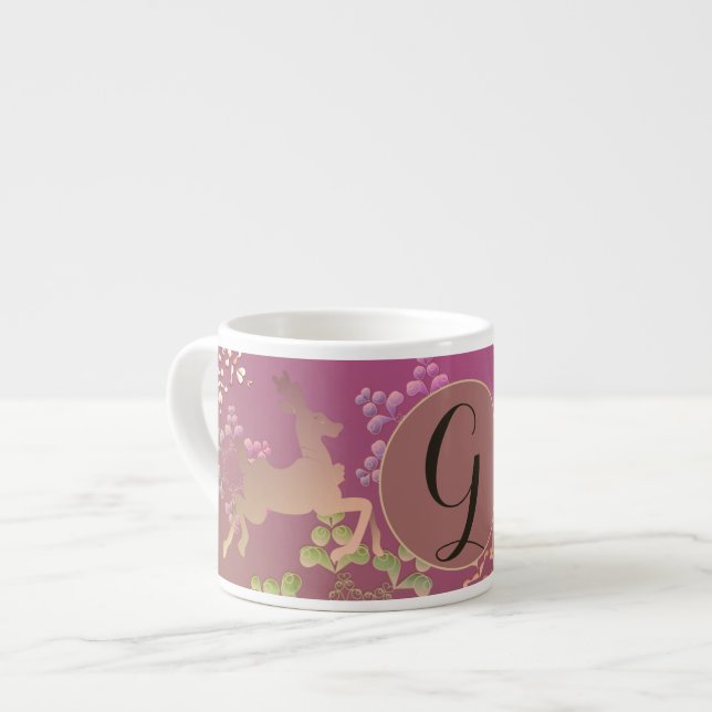 Reindeer & Snowflakes Purple Espresso Cup (Front Left)