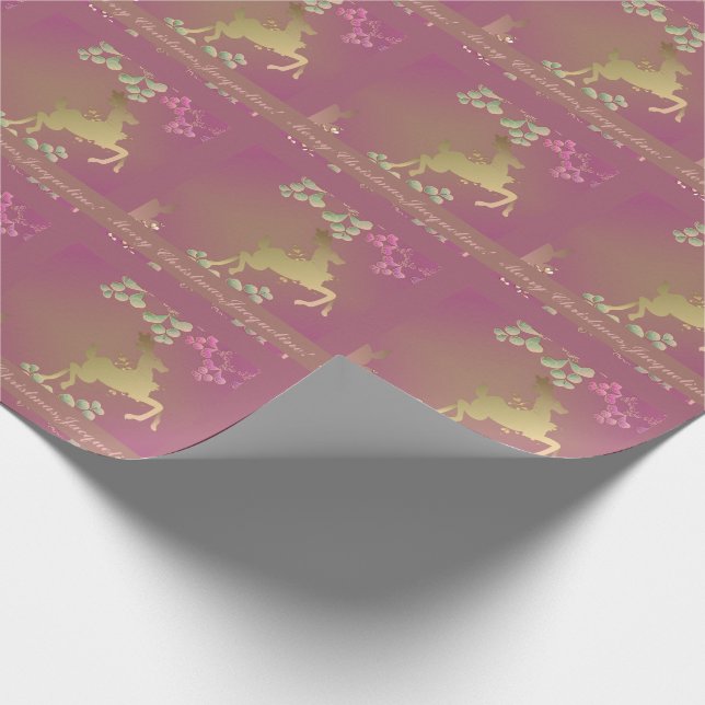 Reindeer & Snowflakes Purple Wrapping Paper (Corner)