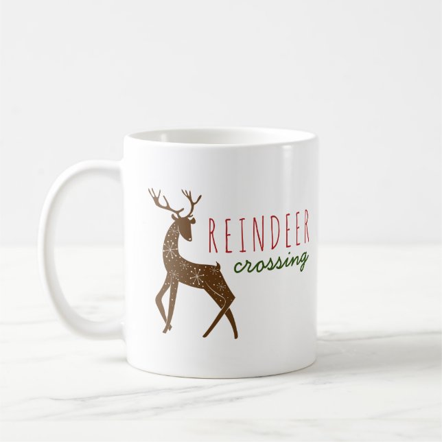 Reindeer & Snowflakes Reindeer Crossing Christmas Coffee Mug (Left)
