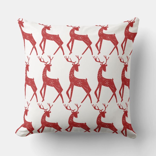 Reindeer & Snowflakes Reindeer Crossing Christmas Cushion (Front)