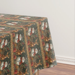 Reindeer Snowman Christmas Presents Music Notes Tablecloth