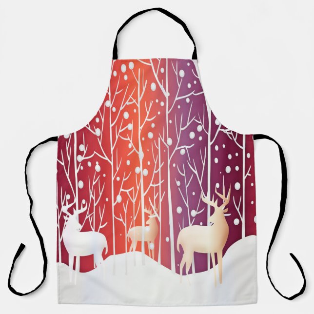 Reindeer Snowy Holiday Apron (Front)