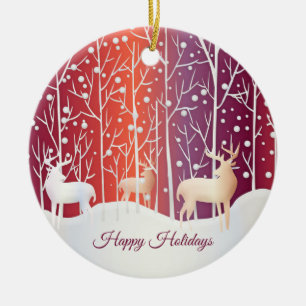 Reindeer Snowy Holiday Ornament
