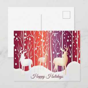 Reindeer Snowy Holiday Postcard