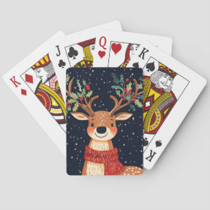 Reindeer Starry Christmas Twinkle Night Playing Cards