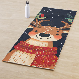 Reindeer Starry Christmas Twinkle Night Yoga Mat